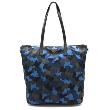 PRADA tote bag shoulder camouflage pattern nylon leather blue multicolor 1BG189