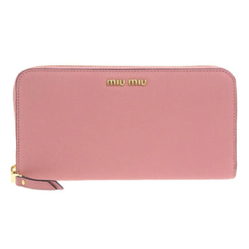 Miu MIU Wallet Women's Long Leather Pink Round 5ML506