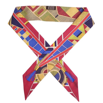 HERMES Scarf Muffler Twilly Silk Twill Ribbon Women's Multicolor