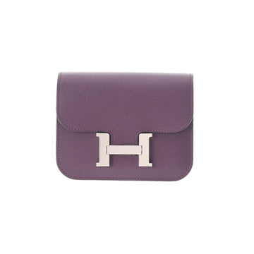 HERMES Constance Slim Cassis Blue Royal Silver Metal Fittings U Engraved [around 2022] Women's Ever Color Bifold Wallet