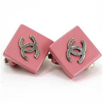 Chanel Earrings Pink x Silver Coco Mark Heshi Type 04P CHANEL Ladies Clip