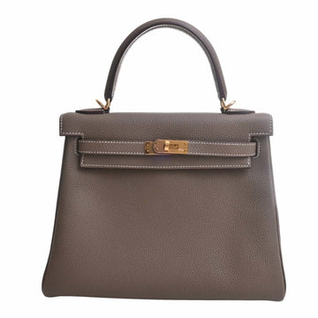 HERMES Togo Kelly 25 Handbag Greige Ladies