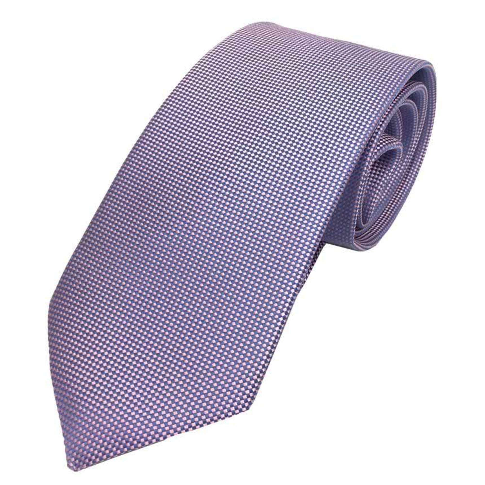 HERMES necktie silk twill tie lattice pattern blue pink men's