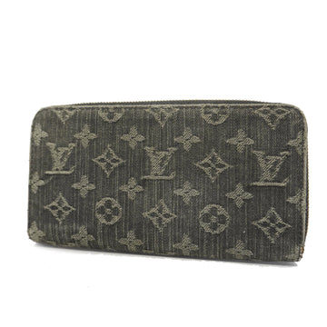 LOUIS VUITTONAuth  Monogram Denim Zippy Wallet M95341 Long Wallet Noir