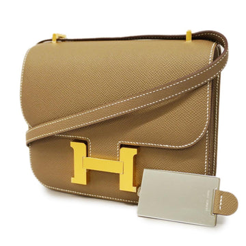 HERMES Shoulder Bag Constance 18 U Engraved Epson Etoupe Gold Hardware Women's