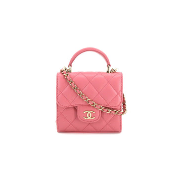 CHANEL mini matelasse chain clutch shoulder bag leather pink AP2682 gold metal fittings Mini Matelasse Bag