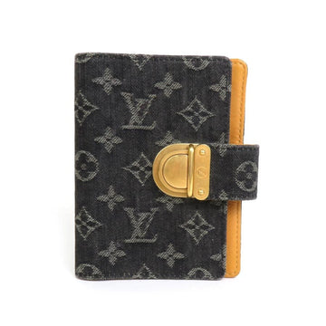 LOUIS VUITTON Notebook Cover Monogram Denim Agenda Koala PM Black Gray Gold Unisex