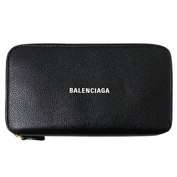 BALENCIAGA Wallet Women's Men's Long Leather Cash Continental Black 594290 Round