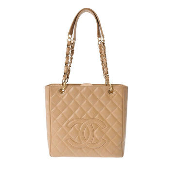 CHANEL PST Petit Tote Beige Women's Caviar Skin Bag