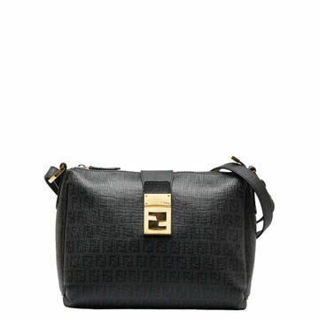 FENDI Zucchino Mamma Bucket Shoulder Bag 8BT193 Black PVC Leather Women's