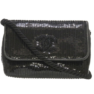 CHANEL Sequin Lambskin Black 0 Series Cocomark Shoulder Bag