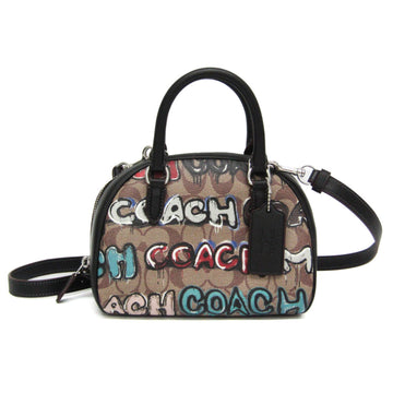 COACH X MINT + SERF Sydney Satchel Signature CM095 Women's PVC,Leather Handbag,Shoulder Bag Beige,Black,Brown,Multi-color