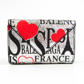 Balenciaga Paper Mini 391446 Women's Leather Wallet (tri-fold) Silver