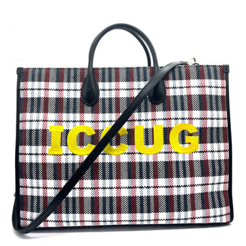 GUCCI Handbag Shoulder Bag ICCUG Leather/Nylon Black x Multicolor Unisex 659980