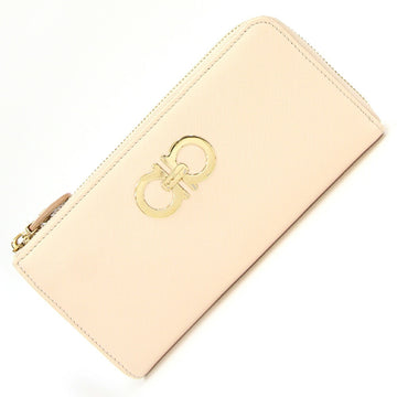 SALVATORE FERRAGAMO Ferragamo L-shaped long wallet double gancini 22B950 light beige leather ladies Salvatore