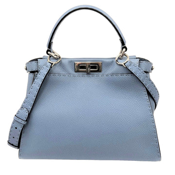 FENDI Peekaboo Selleria 2WAY Shoulder Bag Leather Blue 8BN226 Ladies