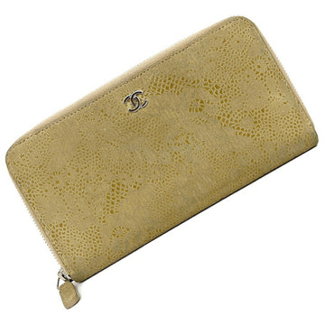 Chanel long wallet lace ismore 19s beige goatskin CHANEL ladies backskin card with coco mark