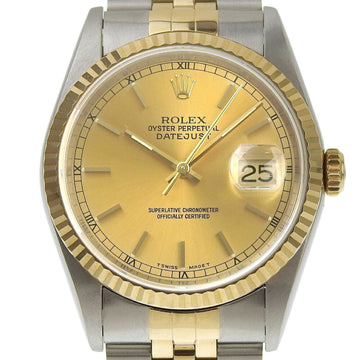 ROLEX Datejust Men's Automatic Watch Champagne Gold Dial 16233 T Combination