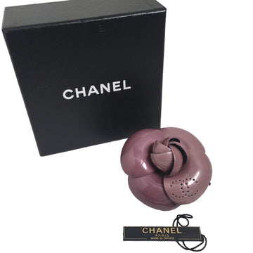 CHANEL Camellia with box corsage purple brooch