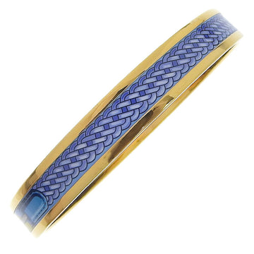 HERMES Email PM Cloisonne Gold Plated Blue/Yellow Women's Bangle