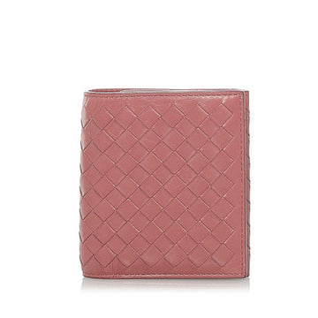 Bottega Veneta Intrecciato Trifold Wallet Pink Leather Women's BOTTEGAVENETA