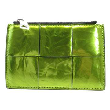 BOTTEGA VENETA Maxi Intrecciato Leather Metallic Green Coin Purse Wallet