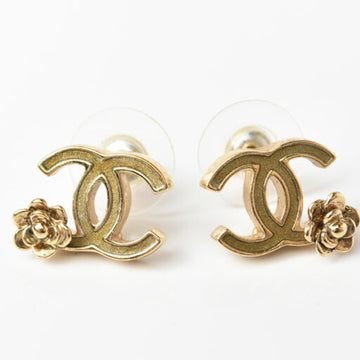 CHANEL Earrings  CC Coco Mark Camellia Gold