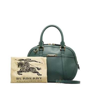 BURBERRY Nova Check Handbag Shoulder Bag Green Leather Women's