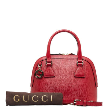 GUCCI Interlocking G Handbag 449661 Red Leather Ladies