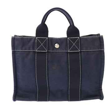 HERMES Deauville PM Tote Bag Navy Unisex Canvas Handbag C Rank