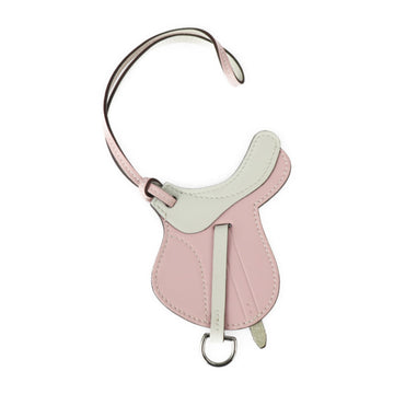 HERMES Paddock Cell Keychain Vaux Swift Rose Sakura Cle Bag Charm Saddle Motif