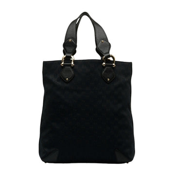 GUCCI GG canvas tote bag handbag 154372 black leather ladies