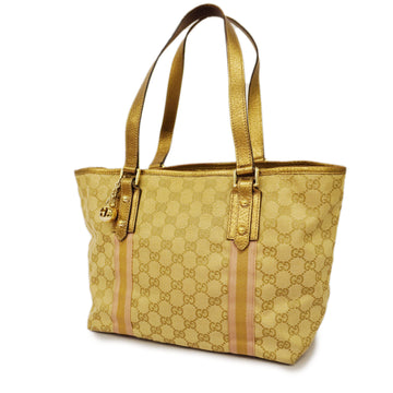 GUCCIAuth  Sherry Line Tote Bag 137396 Women's GG Canvas,Leather Beige,Gold