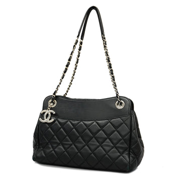 Chanel shoulder bag matelasse chain shoulder lambskin black silver Metal