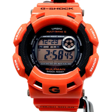 CASIOG-SHOCK G-Shock  watch GW-9100R-4 GULFMAN Gulfman men in rescue orange black round face digital radio solar tough men's casual