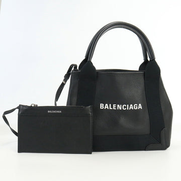 BALENCIAGA Navy Cabas XS 390346 Tote Bag Leather Women's