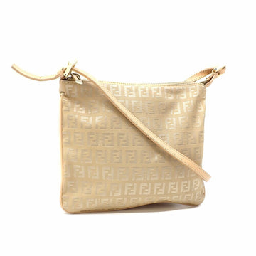 FENDI Shoulder Bag Zucchino Ladies Beige Canvas Leather