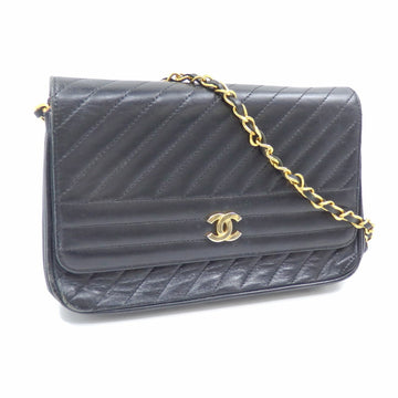 Chanel Chain Shoulder Bag Ladies Black Leather Cocomark