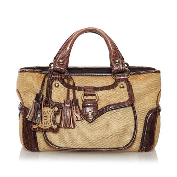 Celine Boogie Bag Handbag Brown Beige Hemp/Linen Leather Ladies CELINE