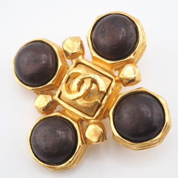 CHANEL Gripore 97A Coco Mark Brooch Gold Unisex