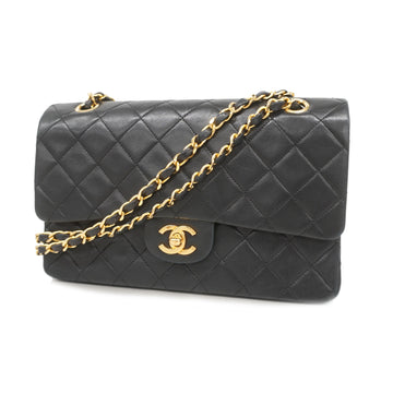 Chanel Shoulder Bag Matelasse W Flap W Chain Lambskin Black Gold metal