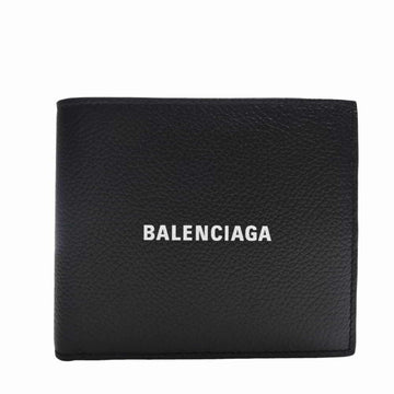 BALENCIAGA Leather Cash Square Bifold Wallet 594315 Black