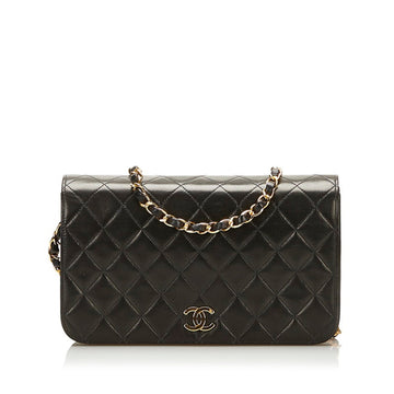 Chanel Matelasse Single Flap Chain Shoulder Bag No. 4 Black Lambskin Ladies CHANEL