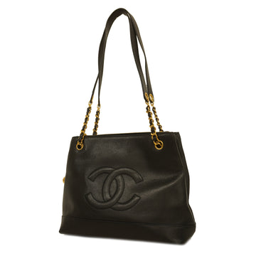 CHANEL TOTE BAG CAVIAR SKIN BLACK GOLD metal