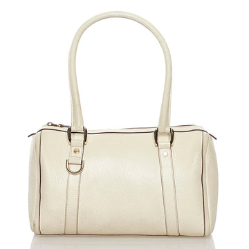 Gucci Abbey Mini Boston Handbag 130942 Beige Ivory Leather Ladies GUCCI