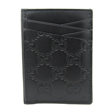 GUCCI Signature 495015 Leather Card Case Black