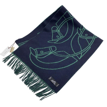 HERMES Entrelac Esquetre Muffler Navy Men's Women's