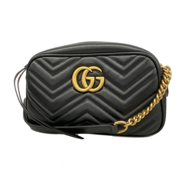 GUCCI Shoulder Bag GG Marmont 447632 Leather Black Ladies