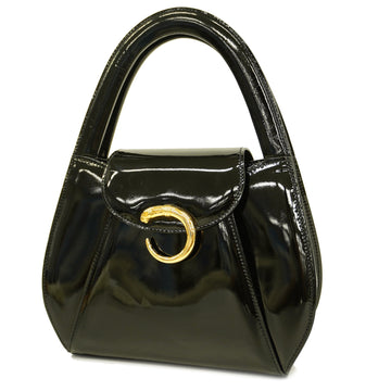 CARTIERAuth  Panthere Handbag In Enamel Leather Women's Black