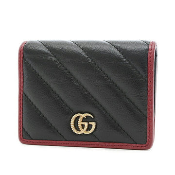 Gucci GG Marmont Bi-Fold Compact Wallet Leather Black Bordeaux 573811